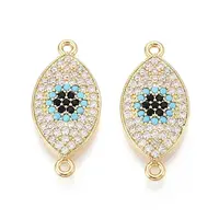 Brass Micro Pave Colorful Cubic Zirconia Connector Charms