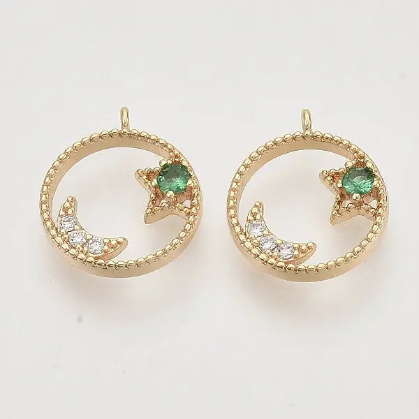 Brass Micro Pave Cubic Zirconia Charms