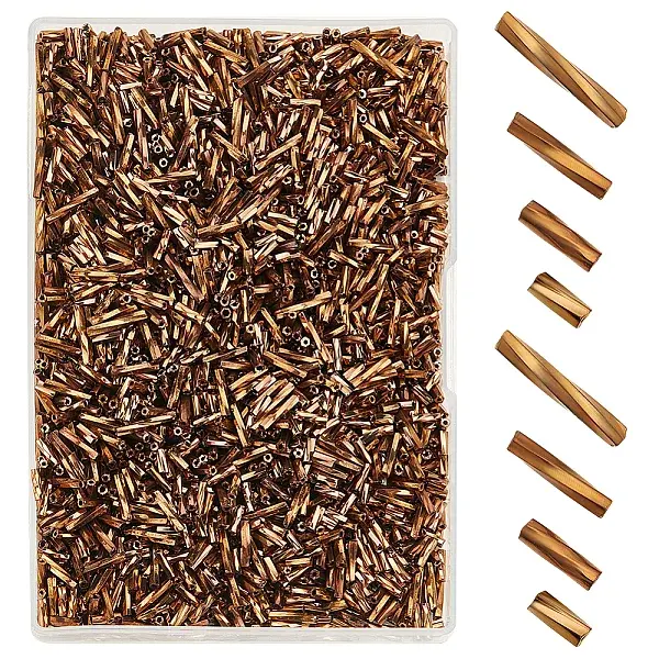 2000Pcs 4 Styles Glass Twisted Bugle Beads