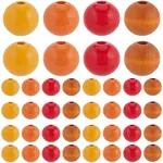 120Pcs 4 Colors Painted Natural Wood Beads