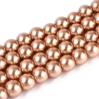 Baking Painted Pearlized Glass Pearl Round Bead Strands