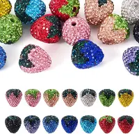 14Pcs 14 Colors Handmade Polymer with Rhinestone Clay Beads