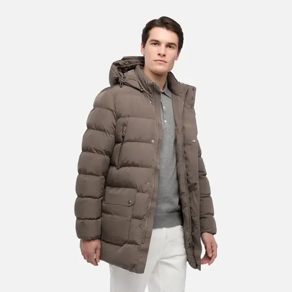 Hnědá pánská parka Geox Pieve