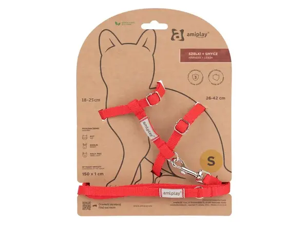 Amiplay Kšíry pro kočku s vodítkem Samba Červené | Postroje pro kočky - M