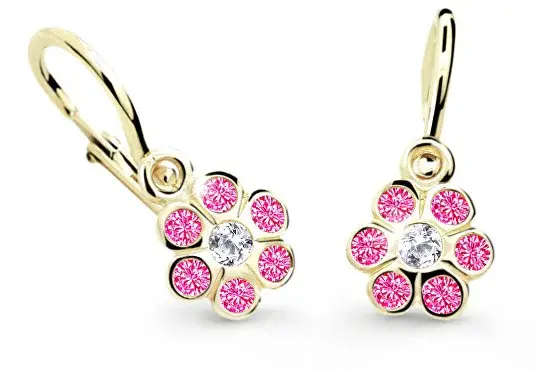 Cutie Jewellery Zlaté detské náušnice C1737-10-X-1 fuchsiová