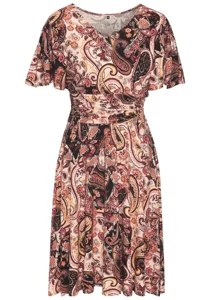 VIVANCE Šaty  béžová / svetlohnedá / pastelovo červená / čierna