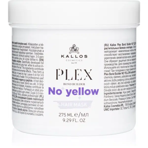 Kallos Plex No Yellow maska na vlasy neutralizující žluté tóny 275 ml