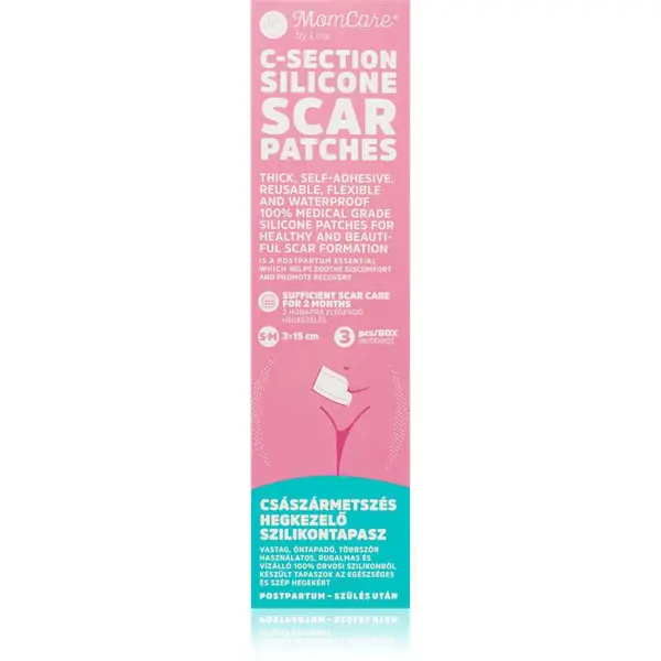 MomCare by Lina C-Section Silicone Scar Patches silikonové náplasti na jizvy po císařském řezu velikost S-M 3x15 cm 3 ks