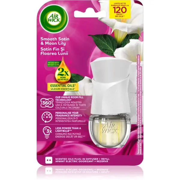 Air Wick Smooth Satin & Moon Lily Electric elektrický osvěžovač vzduchu s náplní 19 ml