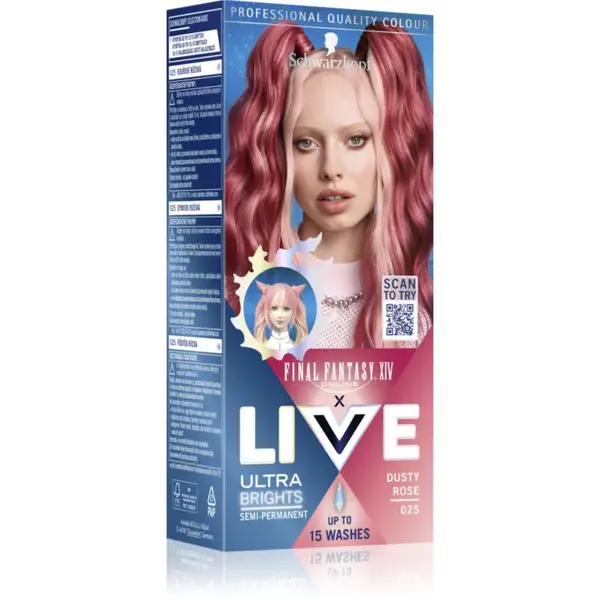 Schwarzkopf LIVE Ultra Brights or Pastel semipermanentní barva na vlasy odstín 025 Dusty Rose 1 ks