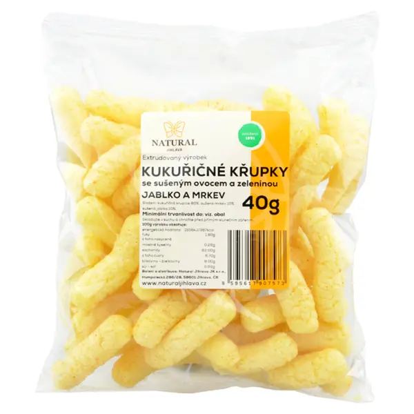 NATURAL JIHLAVA Křupky kukuřičné jablko a mrkev natural 40 g