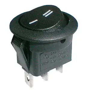 Přepínač kolébkový kul.  2pol./3pin  ON-ON 250V/6A černý