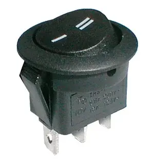 Přepínač kolébkový kul.  2pol./3pin  ON-ON 250V/6A černý