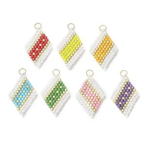 7Pcs Beaded Rhombus Charms