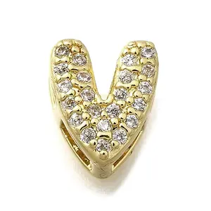 Rack Plating Brass Micro Pave Cubic Zirconia Letter Multi-Strand Links