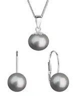 Evolution Group - Pavona Sada stříbrných šperků s pravými perlami 29081.3 grey (náušnice, řetízek, přívěsek)