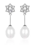 Agato Okouzlující stříbrné náušnice se zirkony a pravou perlou AGT-E091PW-P