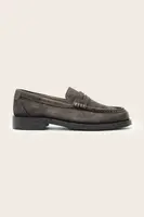 Kožené mokasíny AllSaints BLOOM SUEDE LOAFER pánské, šedá barva, M022FC