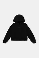 Dětská mikina Twinset černá barva, s kapucí, melanžová, 252GJ2010
