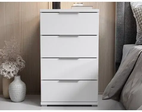 Noční stolek/skříňka se 4 zásuvkami Smilla, výška 79 cm, bílý
