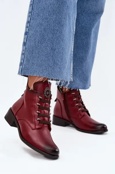 Boto Nízké boty s podšívkou na zip se zdobením bordó Nevalia