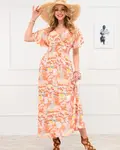 Resti Orange women's long dress with fashionable pattern - Clothing