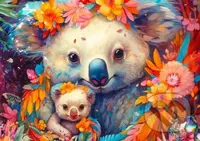 Mazlení s koalou - puzzle z kategorie Umělecké