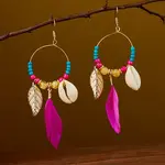 Ring with Leaf Zinc Alloy Acrylic Dangle Earrings