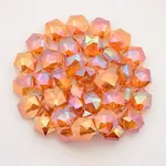 Hexagon Electroplate Full Rainbow Plated Glass Beads Strands