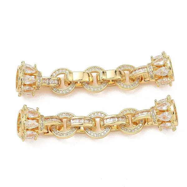 Brass Micro Pave Clear Cubic Zirconia Fold Over Clasps