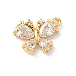Brass Micro Pave Clear Cubic Zirconia Charms