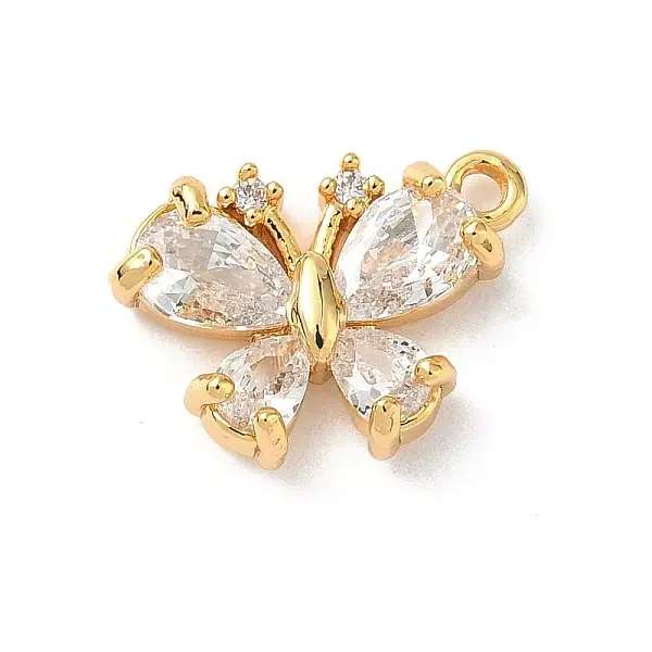 Brass Micro Pave Clear Cubic Zirconia Charms