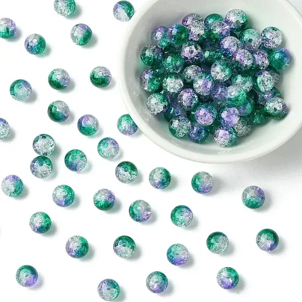 100Pcs Crackle Glass Beads