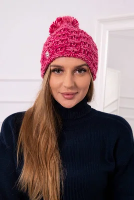 Kesi Fleecová čepice Fiona K275 fuchsiová + světle pudrově růžová
