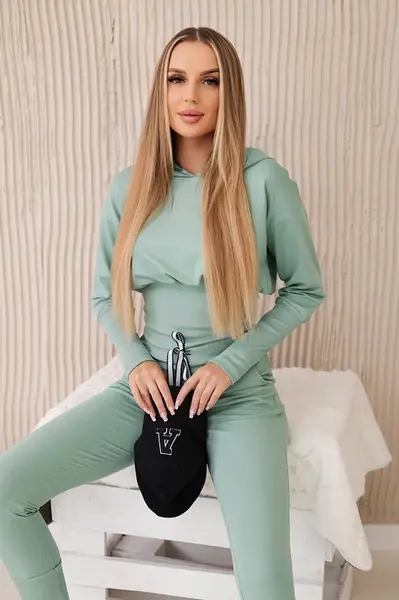 Set s širokými manžetami tmavě mátová