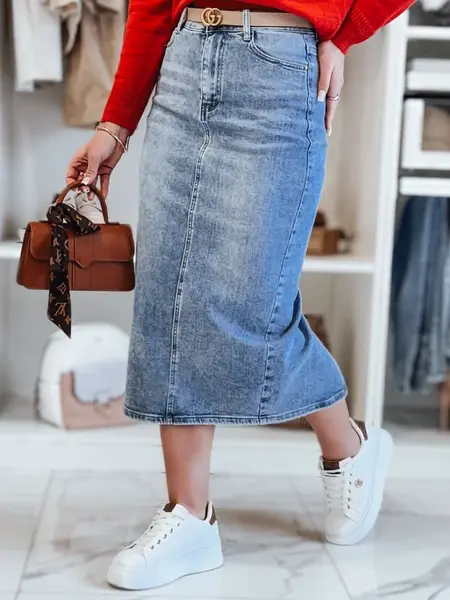 Džínová midi sukně s rozparkem MERITTA