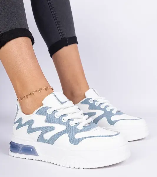 Gemre Blue women's sneakers with denim detail Lasata
