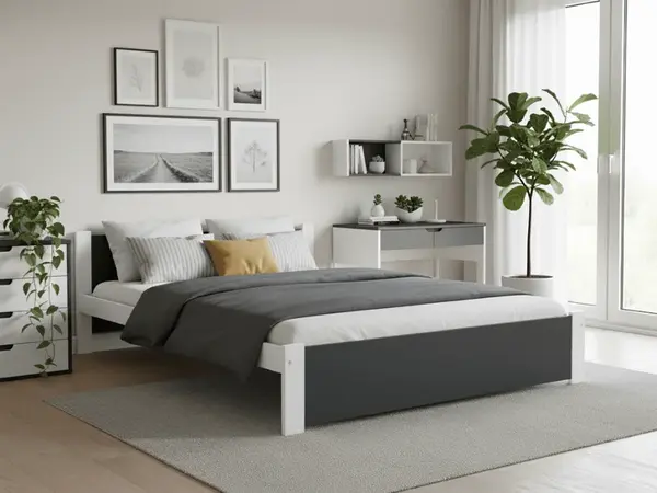 Postel IKAROS 140 x 200 cm, antracit/bílá Rošt: S laťkovým roštem, Matrace: Matrace Coco Maxi 20 cm