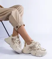 Gemre Beige Women's Sports Sneakers on a Chunky Sole Lien