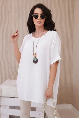 Kesi Włoski Oversized halenka s přívěskem ecru