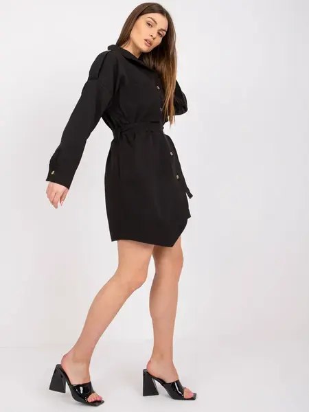 Černé košilové šaty s páskem
