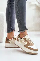 FB3 Dámské sneakersy z eko kůže na platformě leopardí béžové Henizore