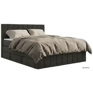 MKS POSTEL BOXSPRING ALVER KING DUO 160/200 - Tmavě šedá Samet - Topper T25 - H4