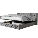 Modenvie ČALOUNĚNÁ postel čalouněná sametem, 140/200 cm, šedá, s hydraulickým úložným prostorem