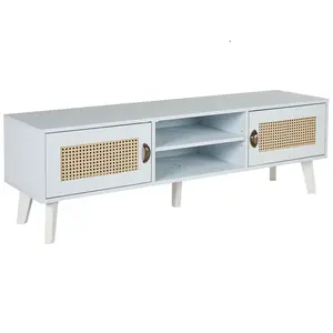 Beliani TV STOLEK Bílý, Béžový PARTON 39/140/45 cm