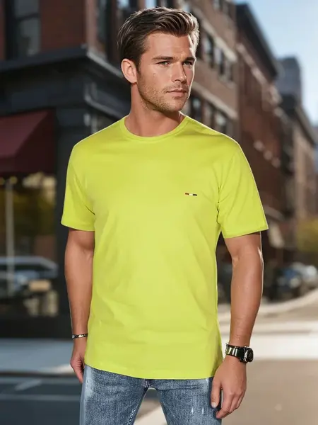 Pánské tričko s výšivkou žluté