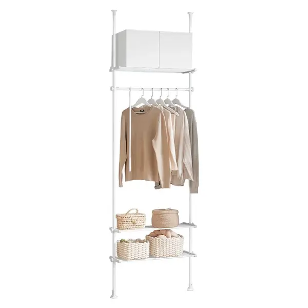 SoBuy STOJACÍ VĚŠÁK se 2 policemi Bílá 52x42x233cm Minimalistický