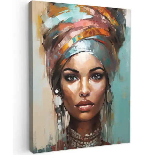 MuchoWow OBRAZ NA PLÁTNĚ Žena - Umění - Šperky - Portrét 60x80 cm