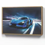 OnlyWow NÁSTĚNNÁ LAMPA S AKUMULÁTOREM Auto - Modrá - Chlapci - Dítě 90x60 cm