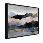 Wallarena ZARÁMOVANÉ obrazy horská krajina černá 150x100 cm